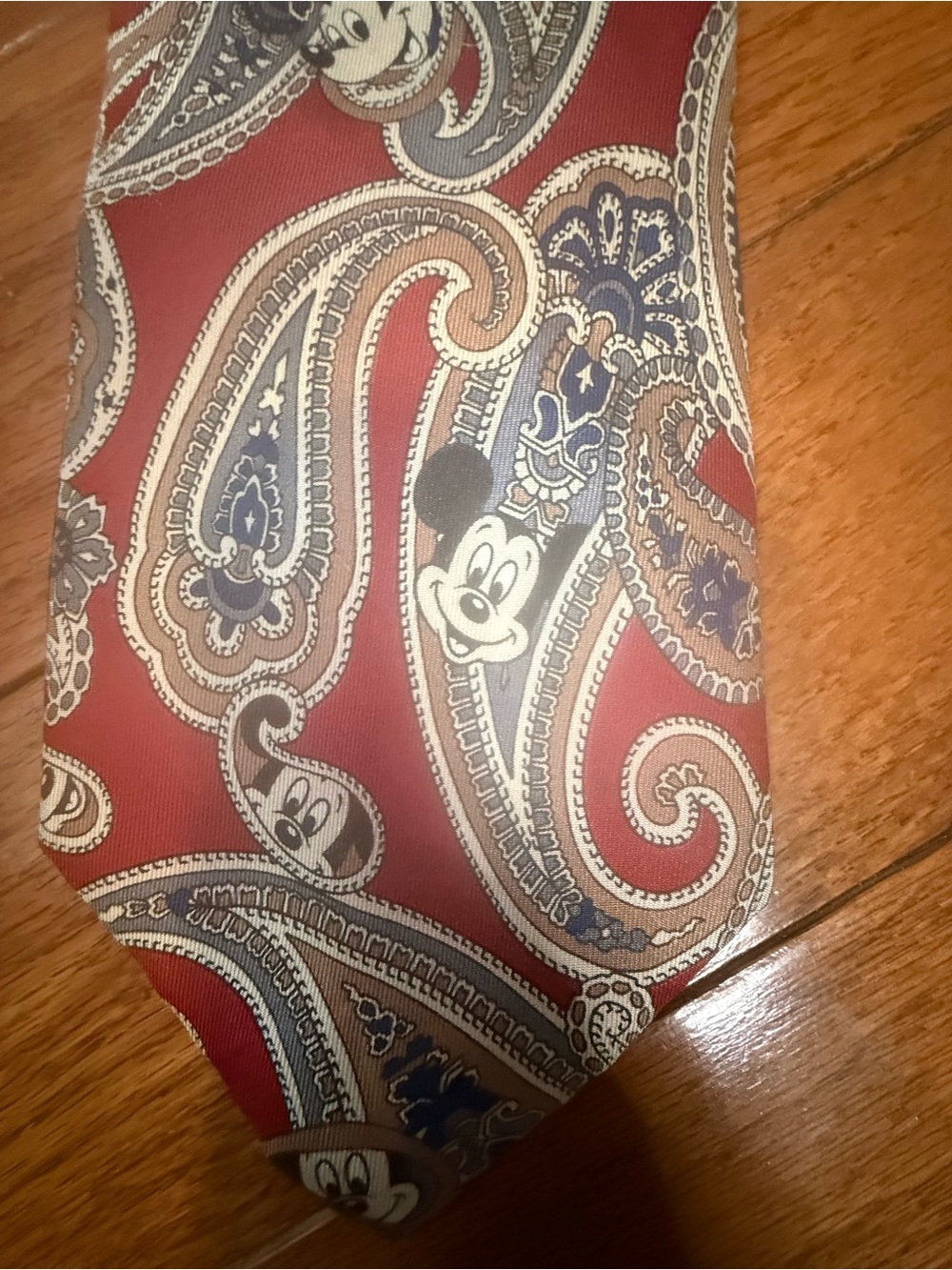Disney Burgundy Paisley Tie with Mickey Accents